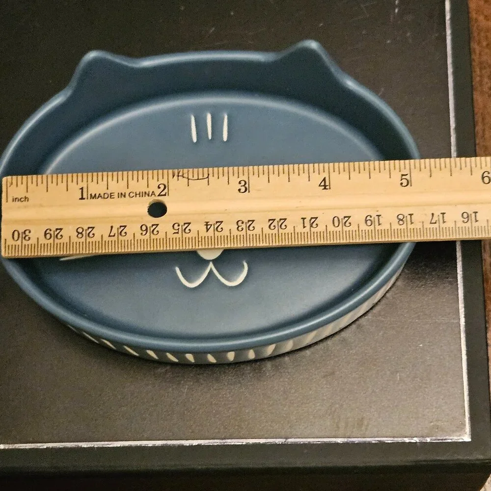 Whisker City Blue Ceramic Cat Ears Saucer 0.5 once Non-Skid
